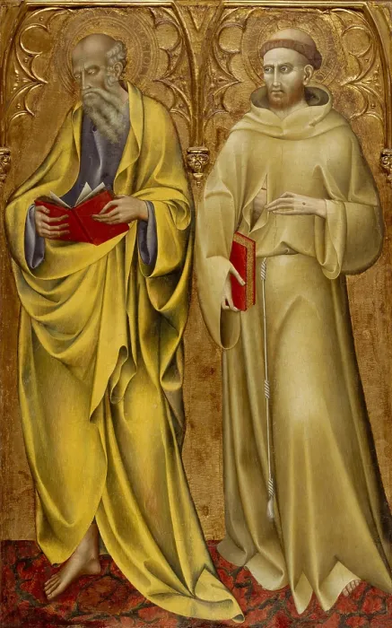 Framed Print : SAINTS MATTHEW AND FRANCIS, by Giovanni di Paolo, 1435, Italian Renaissance tempera painting. This is a panel from a larger altarpiece Framed Print : SAINTS MATTHEW AND FRANCIS, by Giovanni di Paolo, 1435, Italian Renaissance tempera painting. This is a panel from a larger altarpiece