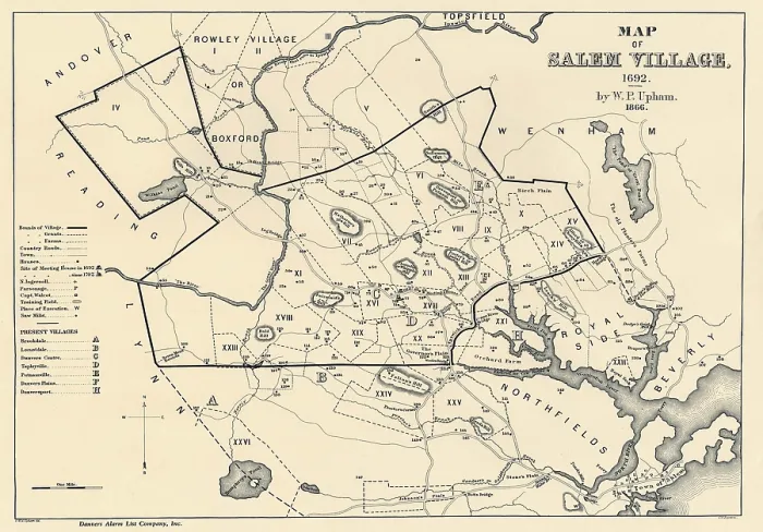 Framed Print : Salem, Massachusetts Colony in 1692. Map drawn 1866