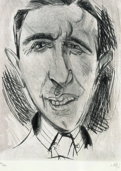 Framed Print : SALINAS, Pedro (1892-1951). Spanish poet belonging to the Generation of the 27. Caricature by Alvaro Delgado Ramos. Drawing