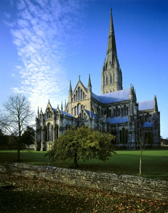 Framed Print : Salisbury Cathedral. 1220-1258. UNITED KINGDOM. Salisbury. Cathedral. General view from the northeast. The tower, added in the 14th c. is the highest in England (123 m.)
