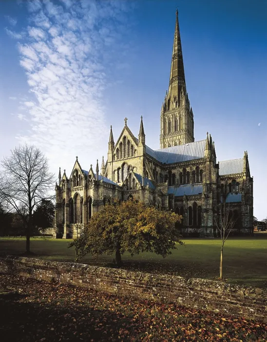 Framed Print : Salisbury Cathedral. 1220-1258. UNITED KINGDOM. Salisbury. Cathedral. General view from the northeast. The tower, added in the 14th c. is the highest in England (123 m.)