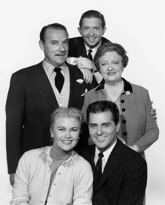 Framed Print : SALLY, from left: clockwise from lower left: Joan Caulfield, Gale Gordon, Arte Johnson, Marion Lorne, Johnny Desmond, 1957-58 Framed Print : SALLY, from left: clockwise from lower left: Joan Caulfield, Gale Gordon, Arte Johnson, Marion Lorne, Johnny Desmond, 1957-58