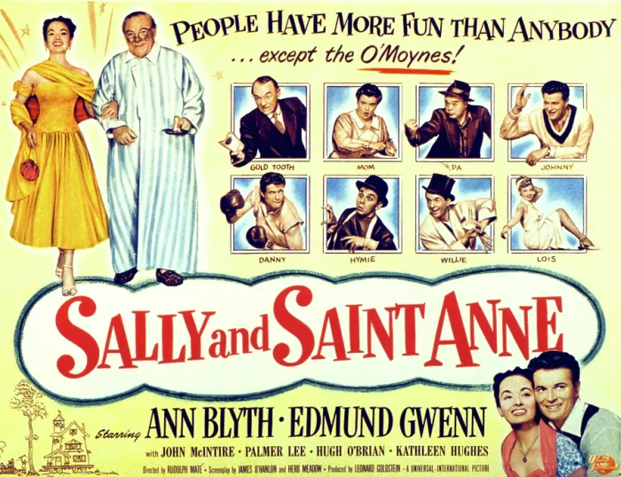 Framed Print : SALLY AND SAINT ANNE, (left corner), Ann Blyth, Edmund Gwenn, (top row), John McIntire, Frances Bavier, Otto Hulett, Gregg Palmer, (bottom row), Hugh O'Brian, King Donovan