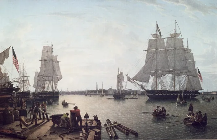 Framed Print : SALMON, Robert (1775-1845). Boston Harbour from Constitution Wharf. 1st half 19th c. Oil on canvas. UNITED STATES OF AMERICA. Annapolis. The U. S. Naval Academy Museum Framed Print : SALMON, Robert (1775-1845). Boston Harbour from Constitution Wharf. 1st half 19th c. Oil on canvas. UNITED STATES OF AMERICA. Annapolis. The U. S. Naval Academy Museum