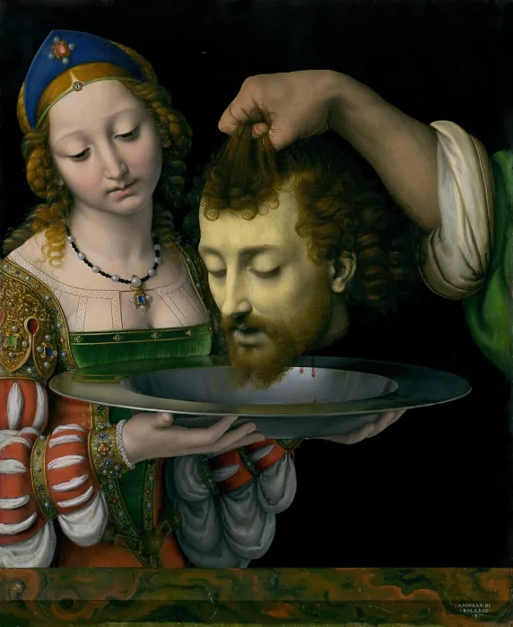 Framed Print : SALOME WITH HEAD OF JOHN THE BAPTIST, by Andrea Solario, 1490-1524, Italian Renaissance oil painting