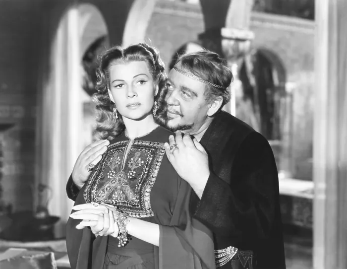 Framed Print : SALOME, from left: Rita Hayworth, Charles Laughton, 1953 Framed Print : SALOME, from left: Rita Hayworth, Charles Laughton, 1953