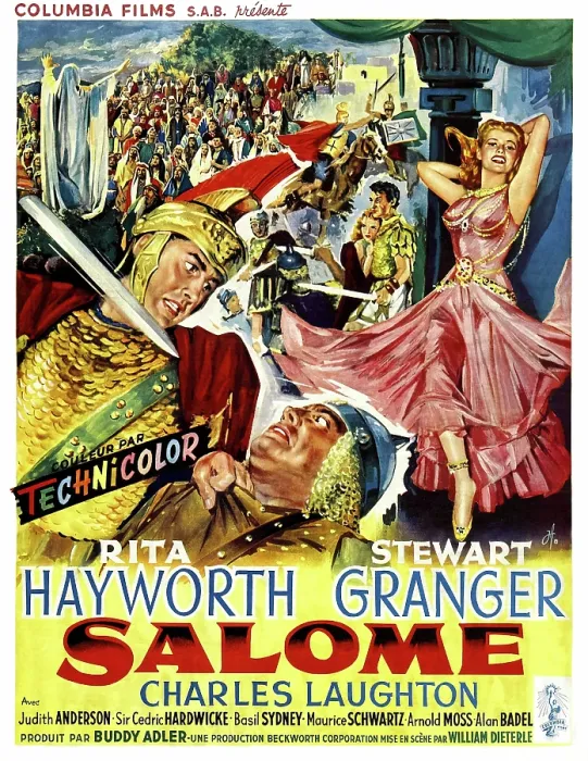 Framed Print : SALOME, Stewart Granger (left), Rita Hayworth (right), (Belgian poster art), 1953 Framed Print : SALOME, Stewart Granger (left), Rita Hayworth (right), (Belgian poster art), 1953