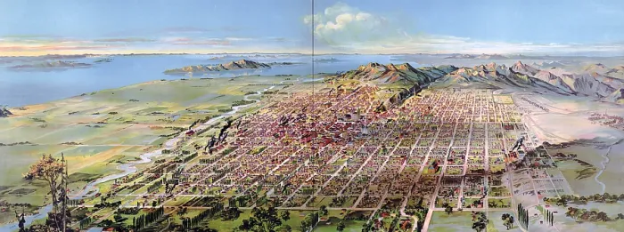 Framed Print : Salt Lake City, Utah, COLOR LITHOGRAPH, 1891