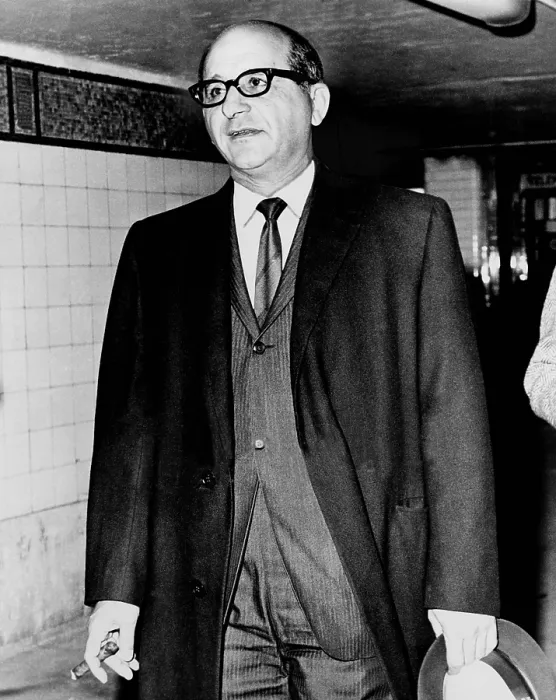 Framed Print : Sammy Giancana (1908-1975), American mobster and boss of the Chicago Outfit, leaving the Federal Building at Foley Square in New York City in 1965 Framed Print : Sammy Giancana (1908-1975), American mobster and boss of the Chicago Outfit, leaving the Federal Building at Foley Square in New York City in 1965