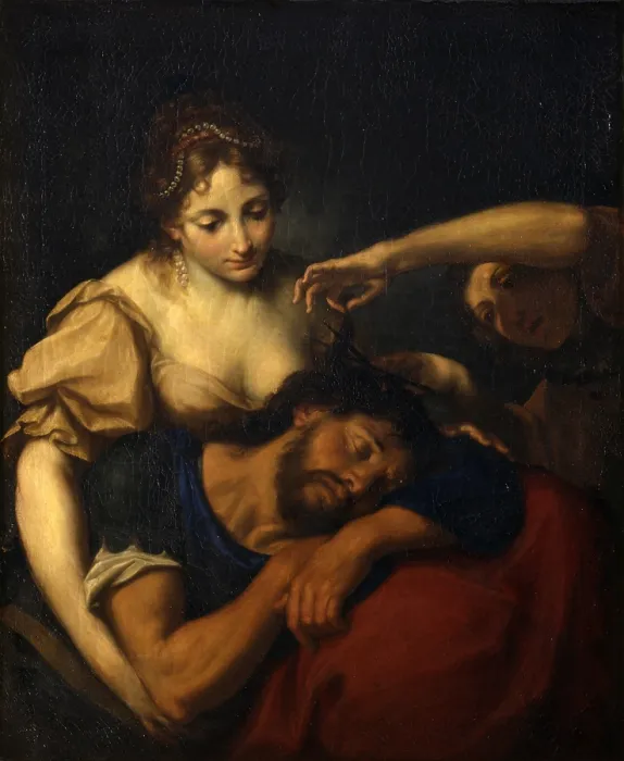 Framed Print : Samson and Delilah, after Stefano Maria Legnani also known as Legnanino, end of 17th Century - begin of 18th, oil on canvas - Italy, Lombardy, Milan, Castello Sforzesco
