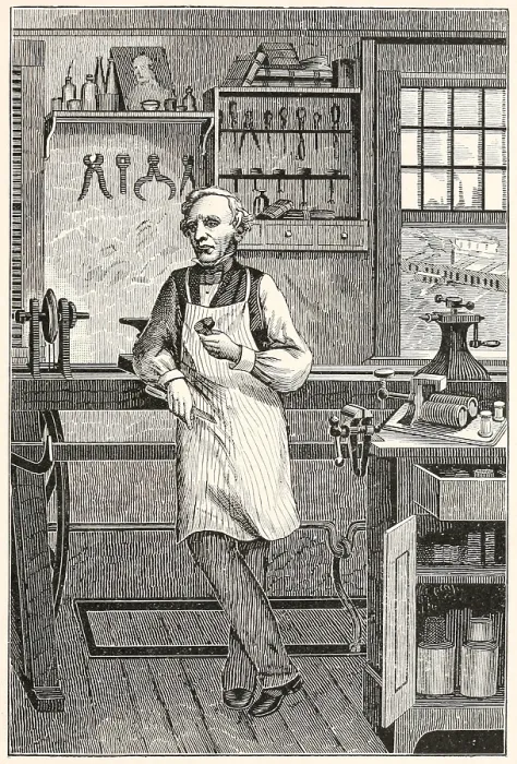 Framed Print : Samuel F. B. Morse (1791-1872), inventor of an electric telegraph, in his workshop where he made his own instruments. Ca. 1830