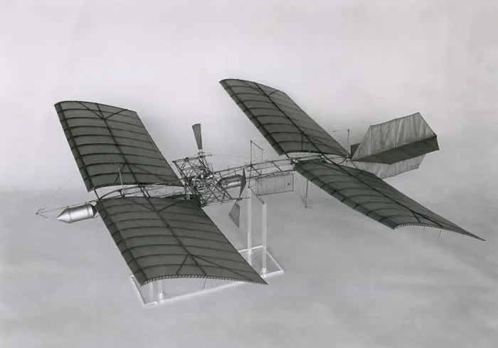 Framed Print : Samuel Pierpont Langley 1834-1906 first flew unpiloted models of his AERODROME in 1896. This 1903 model with required a catapult for launching in calm air over water