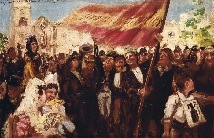 Framed Print : San Antonio Square of Cdiz the Day of the Oath of the Constitution of 1812. Atributed to F. Godoy. Oil on canvas. SPAIN. San Fernando. Municipal Historic Museum