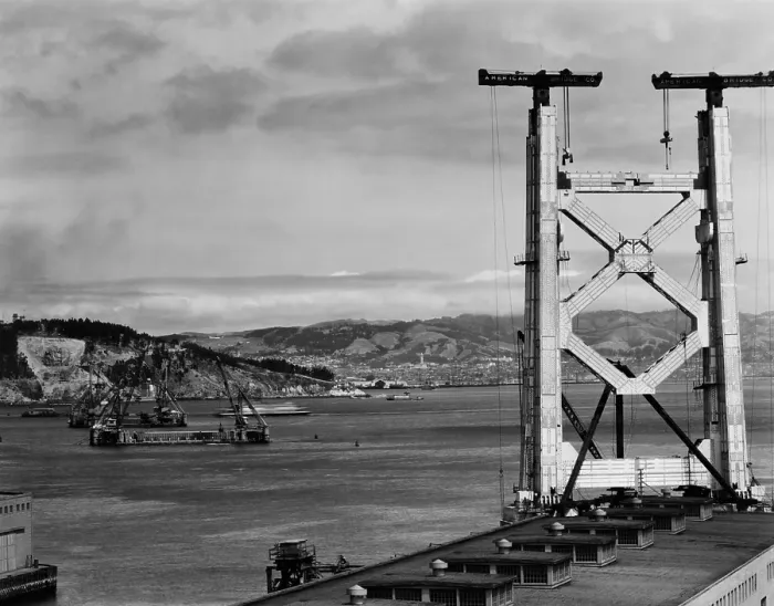Framed Print : San Francisco-Oakland Bay Bridge, under construction, ca. 1934. (BSLOC_2013_8_189) Framed Print : San Francisco-Oakland Bay Bridge, under construction, ca. 1934. (BSLOC_2013_8_189)