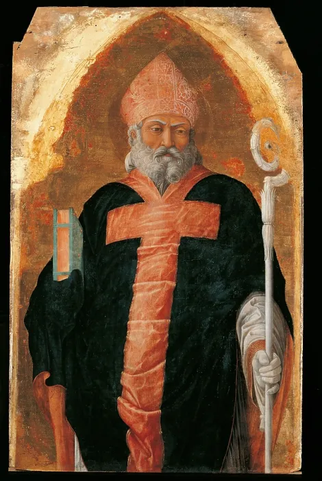 Framed Print : San Luca Altarpiece, by Andrea Mantegna, 1453 - 1454, 15th Century, tempera on panel, cm 178 x 227 - Italy, Lombardy, Milan, Brera Art Gallery. Detail
