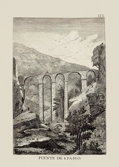 Framed Print : San Pablo bridge over Hucar river in Cuenca (1774). Picture from the work 'Viage por Espaa' by Antonio Ponz. Etching. SPAIN. Madrid Framed Print : San Pablo bridge over Hucar river in Cuenca (1774). Picture from the work 'Viage por Espaa' by Antonio Ponz. Etching. SPAIN. Madrid