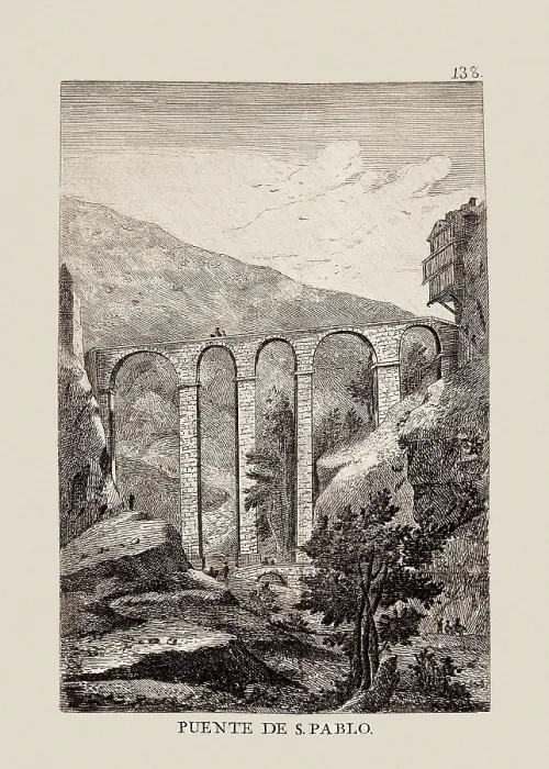 Framed Print : San Pablo bridge over Huecar river in Cuenca (1774). Picture from the work 'Viage por Espana' by Antonio Ponz. Etching. SPAIN. Madrid Framed Print : San Pablo bridge over Huecar river in Cuenca (1774). Picture from the work 'Viage por Espana' by Antonio Ponz. Etching. SPAIN. Madrid