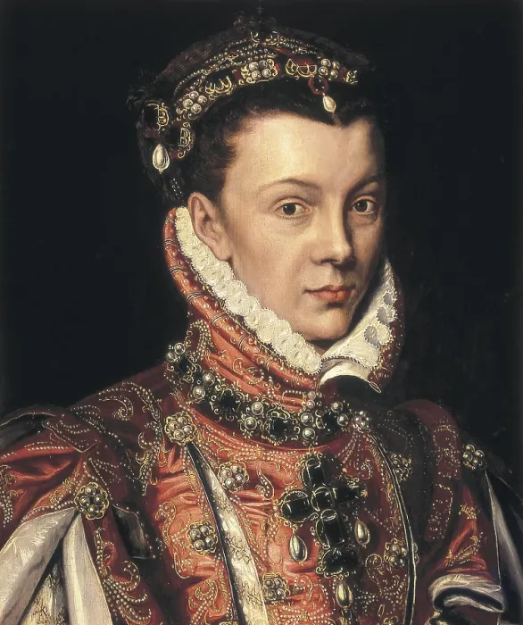 Framed Print : SANCHEZ COELLO, Alonso (1531-1588). Elizabeth of Valois. 1560. Renaissance art. Oil on canvas. Private Collection. AISA / Everett Collection**US SALES ONLY**