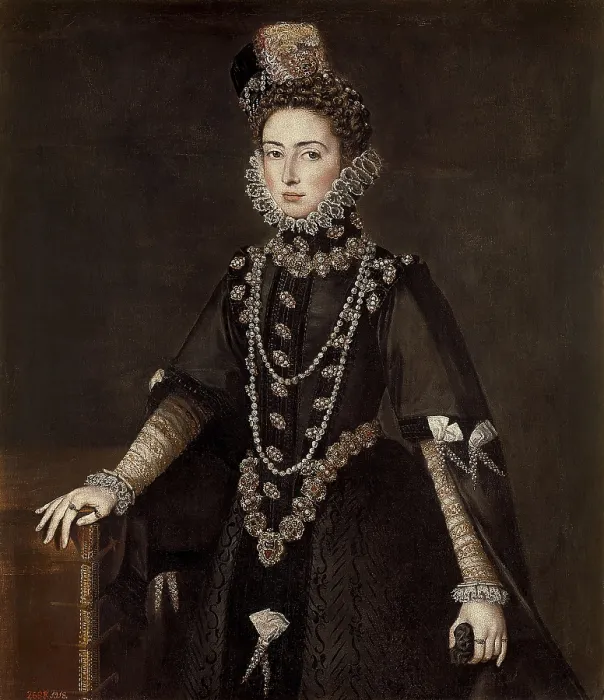 Framed Print : SANCHEZ COELLO, Alonso (1531-1588). Catalina Micaela of Austria, duchess of Savoy. ca. 1585. Oil on canvas. SPAIN. Madrid. Prado Museum