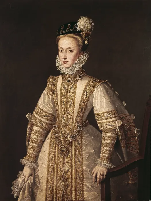 Framed Print : SANCHEZ COELLO, Alonso (1531-1588). Anne of Austria. c. 1571. Renaissance art. Oil on canvas. SPAIN. Madrid. LAzaro Galdiano Foundation