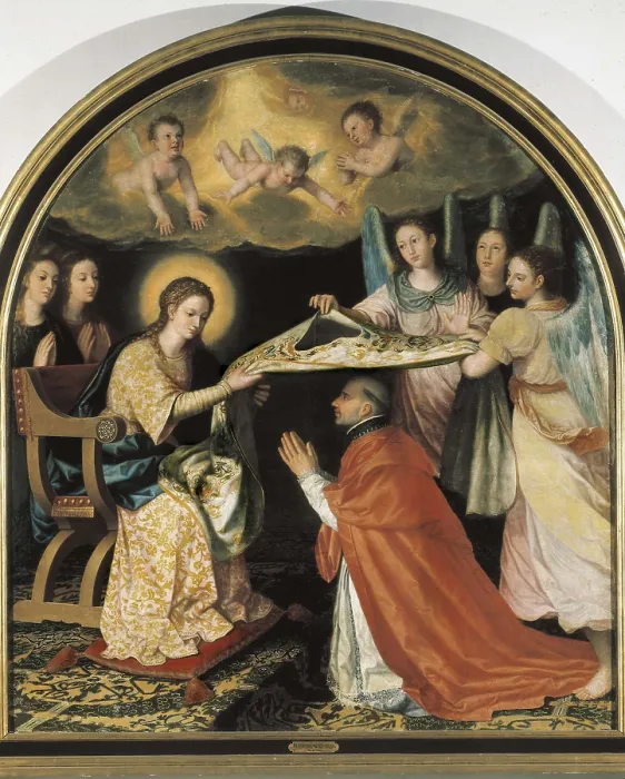 Framed Print : SANCHEZ COTAN, Juan (1561-1627). Presentation of the Chasuble to Saint Ildefonso. Oil on canvas. SPAIN. Granada. Museums of Fine Arts of Granada