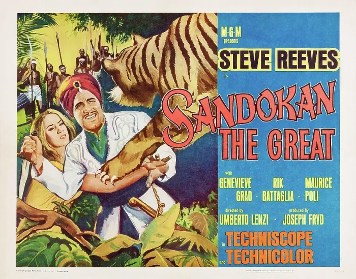 Framed Print : SANDOKAN THE GREAT, (aka SANDOKAN, LA TIGRE DI MOMPRACEM), from left: Genevieve Grad, Steve Reeves, 1963