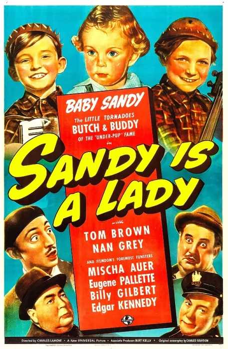 Framed Print : SANDY IS A LADY, US poster, bottom left clockwise: Eugene Pallette, Mischa Auer, Billy Lenhart, Baby Sandy, Kenneth Brown, Billy Gilbert, Edgar Kennedy, 1940