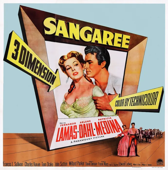 Framed Print : SANGAREE, U.S. poster art, from left: Arlene Dahl, Fernando Lamas, 1953 Framed Print : SANGAREE, U.S. poster art, from left: Arlene Dahl, Fernando Lamas, 1953