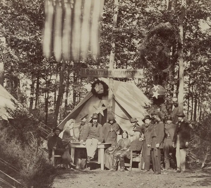 Framed Print : US Sanitary Commission at Gettysburg General Hospital, Camp Letterman, in August 1863