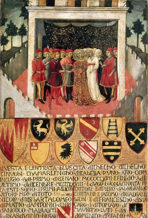 Framed Print : SANO di PIETRO, Ansano di Pietro di Mencio, called (1406-1481). Noble wedding. 1472. Renaissance art. Quattrocento. Oil on wood. ITALY. Siena Framed Print : SANO di PIETRO, Ansano di Pietro di Mencio, called (1406-1481). Noble wedding. 1472. Renaissance art. Quattrocento. Oil on wood. ITALY. Siena