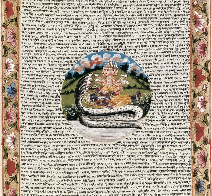 Framed Print : Sanskrit Manuscript 479: Bhagavata Purana (1793). Depiction of the Krishna life. Hindu art. Miniature Painting. FRANCE. Paris. National Library
