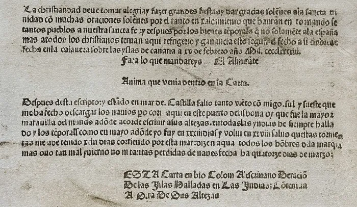 Framed Print : SANTANGEL, Luis de (ca. 1435-ca. 1498); COLUMBUS, ChrIstopher (1451-1506). Letter from Columbus to Luis de Santangel describing the arrival to America (february 15, 1493). SPAIN
