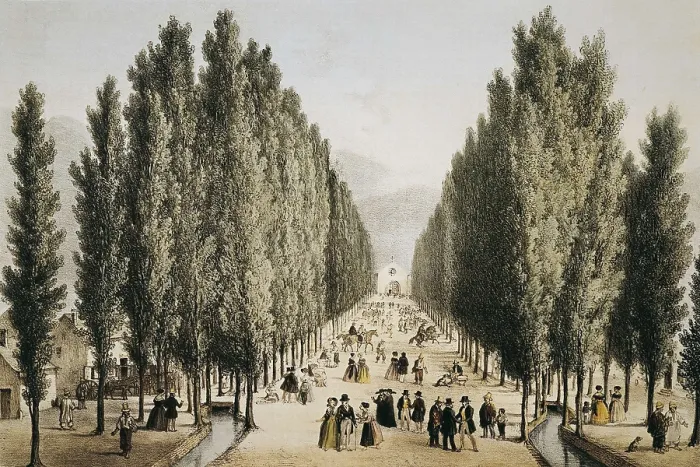 Framed Print : Santiago de Chile (1854). Paseo de la Caada. Litography. AISA / Everett Collection**US SALES ONLY**