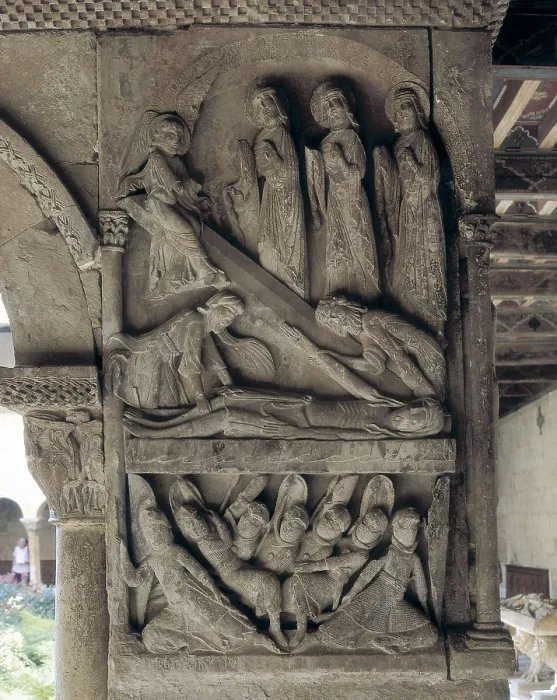 Framed Print : SANTO DOMINGO DE SILOS, Master of (12th century). Deposition of Christ. 12th c. SPAIN. Santo Domingo de Silos. Monastery of Santo Domingo (St. Dominic). Romanesque art