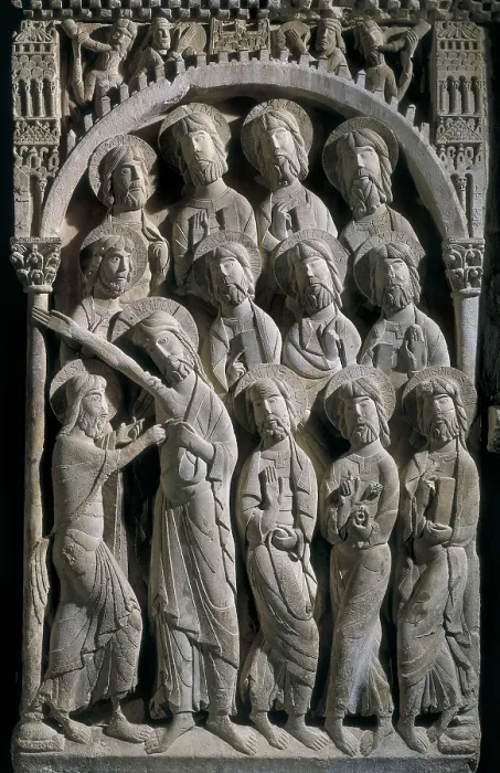 Framed Print : SANTO DOMINGO DE SILOS, Master of (12th century). The Incredulity of Saint Thomas. 12th c. SPAIN. Santo Domingo de Silos. Monastery of Santo Domingo (St. Dominic). Romanesque art