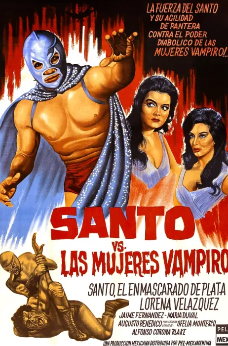 Framed Print : SANTO VS. THE VAMPIRE WOMEN), (aka SANTO VS. LAS MUJERES VAMPIRO), Santo on Spanish poster art, 1962