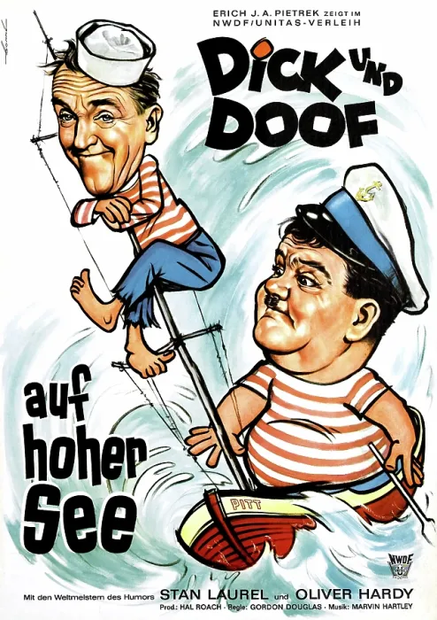 Framed Print : SAPS AT SEA (aka AUF HOHER SEE), Laurel & Hardy (Stan Laurel, Oliver Hardy), (German poster art), 1940 Framed Print : SAPS AT SEA (aka AUF HOHER SEE), Laurel & Hardy (Stan Laurel, Oliver Hardy), (German poster art), 1940