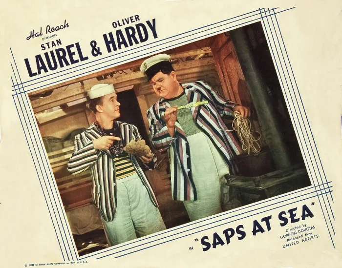 Framed Print : SAPS AT SEA, US lobbycard, from left: Stan Laurel, Oliver Hardy, 1940 Framed Print : SAPS AT SEA, US lobbycard, from left: Stan Laurel, Oliver Hardy, 1940