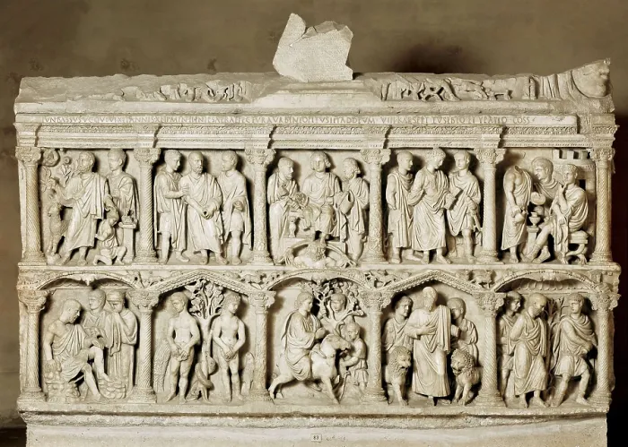 Framed Print : Sarcophagus of Giunio Basso. 359. Scenes from the Bible. Paleo-christian art. Relief on marble. VATICAN CITY. Vatican Museums. AISA / Everett Collection**US SALES ONLY** Framed Print : Sarcophagus of Giunio Basso. 359. Scenes from the Bible. Paleo-christian art. Relief on marble. VATICAN CITY. Vatican Museums. AISA / Everett Collection**US SALES ONLY**