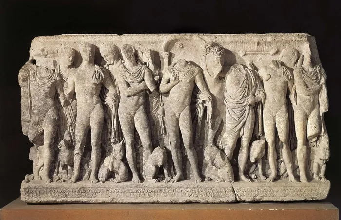 Framed Print : Sarcophagus of Hippolyte. 2nd c. Roman art. Early Empire. Relief on rock. SPAIN. Tarragona. Praetorium Tower. AISA / Everett Collection**US SALES ONLY**