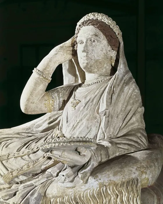 Framed Print : Sarcophagus of Larthia Seianti. 1st half 2nd c. Polychrome terracotta. Detail. Etruscan art. Terra-cotta. ITALY. Florence. National Museum of Archaeology. Proc: ITALY. Chiusi