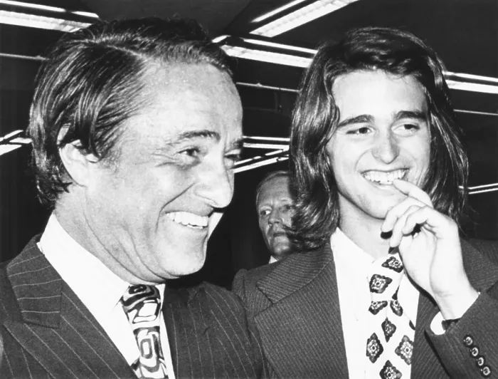 Framed Print : Sargent Shriver and his son Bobby, on the day Shriver was nominated as Democratic VP Candidate. Aug. 8, 1972