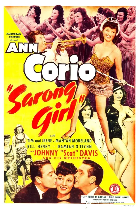 Framed Print : SARONG GIRL, US poster, Ann Corio (center), bottom from left: William Henry, Ann Corio, Henry Kolker, 1943 Framed Print : SARONG GIRL, US poster, Ann Corio (center), bottom from left: William Henry, Ann Corio, Henry Kolker, 1943