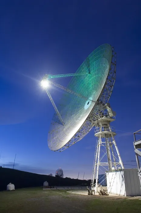 Framed Print : Satellite tracking antenna dish at Stanford University in Northern California, 2007