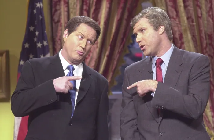 Framed Print : SATURDAY NIGHT LIVE, (from left): Darrell Hammond (as Vice President Al Gore), Will Ferrell (as Gov. George W. Bush), Decision 2000, (Season 26, aired November 18, 2000), 1975 Framed Print : SATURDAY NIGHT LIVE, (from left): Darrell Hammond (as Vice President Al Gore), Will Ferrell (as Gov. George W. Bush), Decision 2000, (Season 26, aired November 18, 2000), 1975