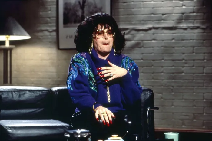 Framed Print : SATURDAY NIGHT LIVE, Mike Myers in Coffee Talk with Linda Richman, (1993), 1975