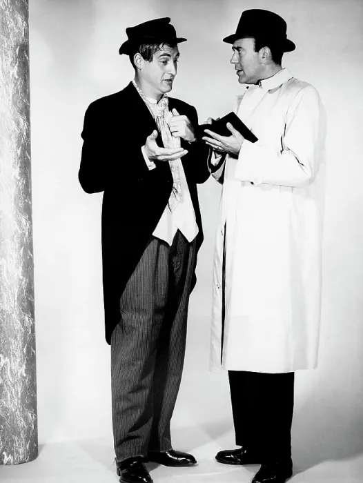Framed Print : SATURDAY NIGHT REVUE, from left: Sid Caesar (as Professor von Machtnichts), Carl Reiner, in the Your Show of Shows segment, 1953-1954