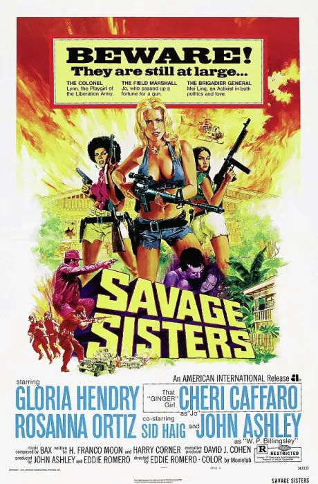 Framed Print : SAVAGE SISTERS, US poster, from left: Gloria Hendry, Cheri Caffaro, Rosanna Ortiz, 1974