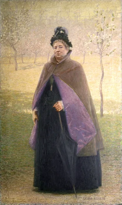 Framed Print : Savinia Alfieri Nasoni, by Emilio Longoni, 1899 - 1900, 19th Century, oil on canvas, 120 x 202 cm - Italy, Lombardy, Milan, Civic Collection of the Ospedale Maggiore