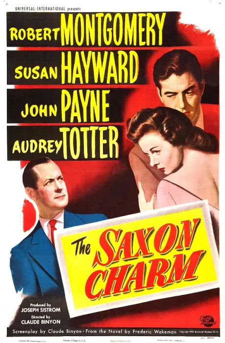 Framed Print : THE SAXON CHARM, US poster, from left: Robert Montgomery, Susan Hayward, John Payne, 1948